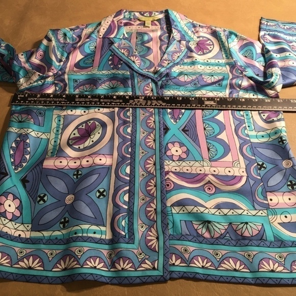 sigrid OLSEN 100% Silk “Signature” Tunic Blouse, BLUE/TURQUOISE, NWOT, Size M - Picture 4 of 8